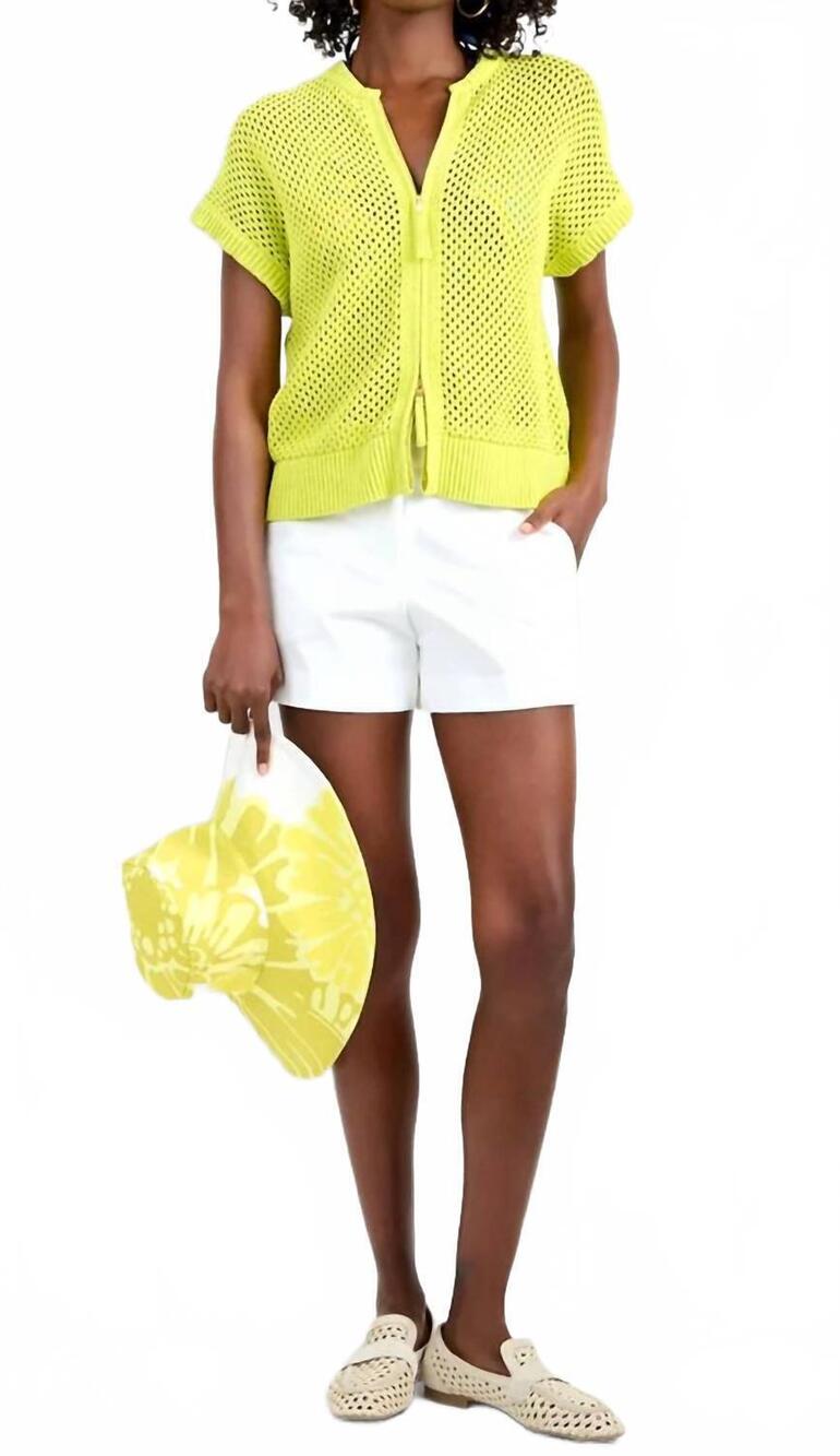 NEW TRINA TURK hana zip cardigan in citrus